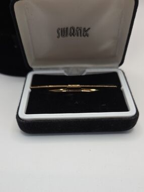 SWANK Gold Tone Double-Bar Tie Clip